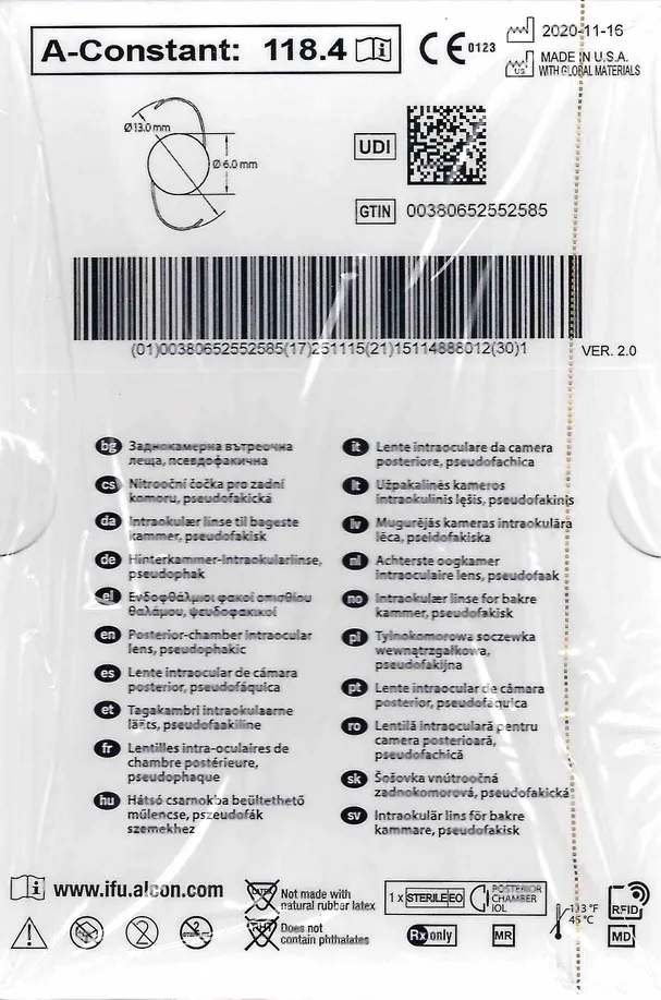 Багатокомпонентна інтраокулярна лінза MA60AC AcrySof® Купити Багатокомпонентна інтраокулярна лінза MA60AC AcrySof® Україна