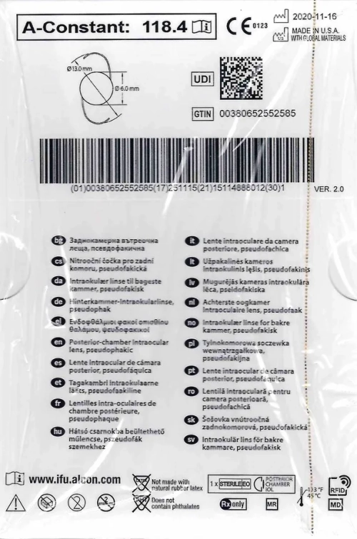 Багатокомпонентна інтраокулярна лінза MA60AC AcrySof®
